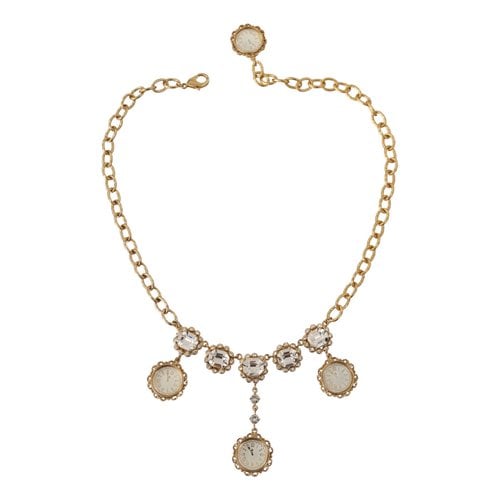 Pre-owned Dolce & Gabbana Crystal Necklace In Gold