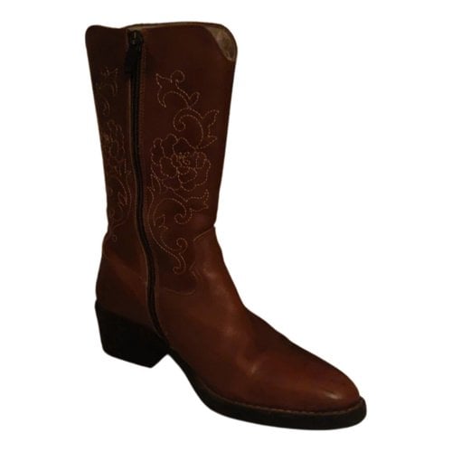 Pre-owned Blumarine Leather Ankle Boots In Brown