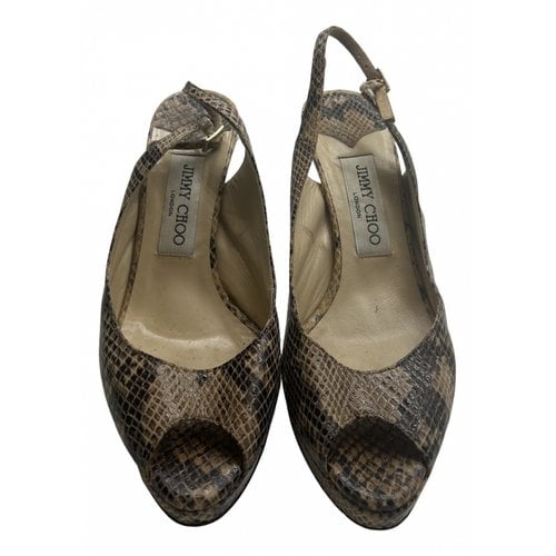 Pre-owned Jimmy Choo Python Sandals In Camel