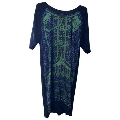 Pre-owned Louis Vuitton Wool Mid-length Dress In Navy