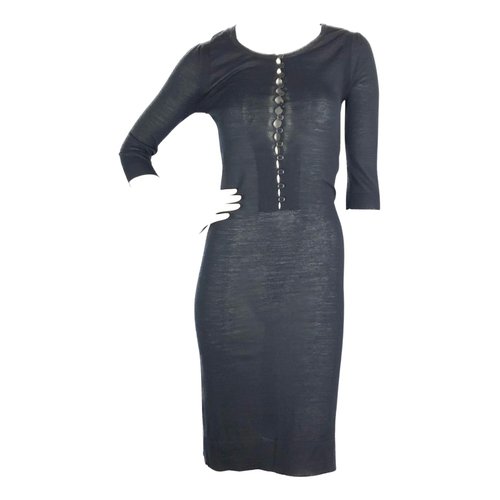 Pre-owned Bruuns Bazaar Wool Mid-length Dress In Black