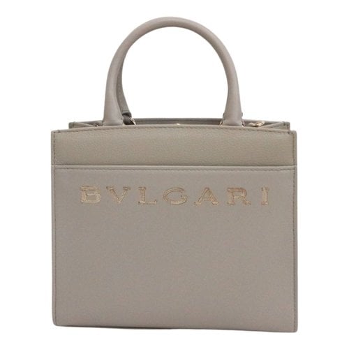 Pre-owned Bvlgari Leather Tote In Grey