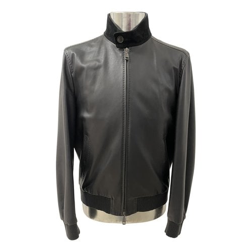 Pre-owned Brioni Leather Jacket In Black