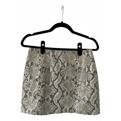 Pre-owned Intermix Leather Mini Skirt In Brown
