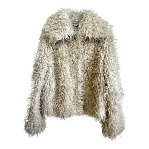 Pre-owned Rouje Faux Fur Coat In Beige