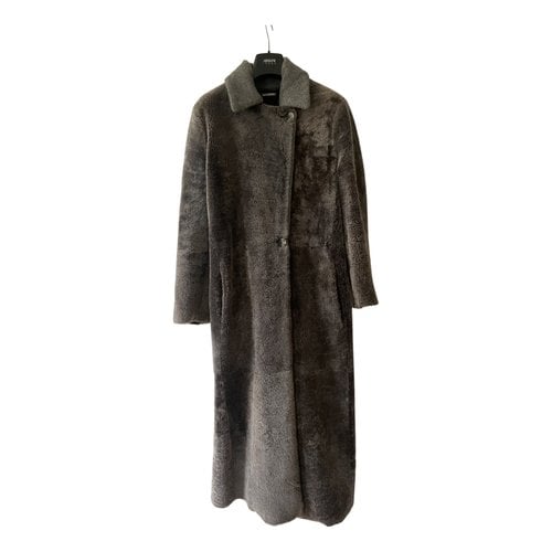Pre-owned Giorgio Armani Shearling Coat In Grey