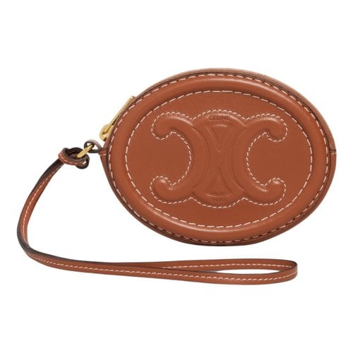 Pre-owned Celine Triomphe Leather Wallet In Brown