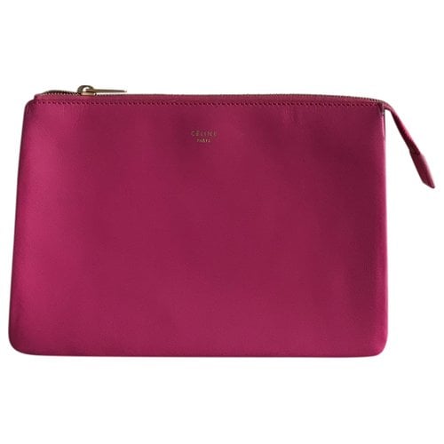 Pre-owned Celine Trio Leather Clutch Bag In Pink