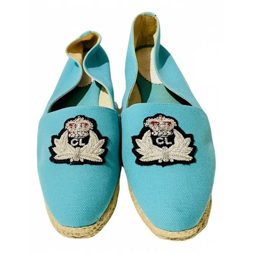 Pre-owned Christian Louboutin Cloth Espadrilles In Turquoise