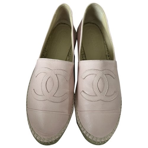 Pre-owned Chanel Leather Espadrilles In Pink