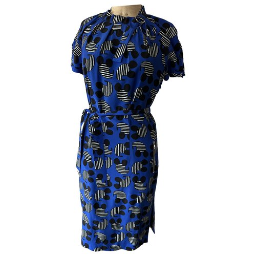 Pre-owned Jc De Castelbajac Silk Mid-length Dress In Blue