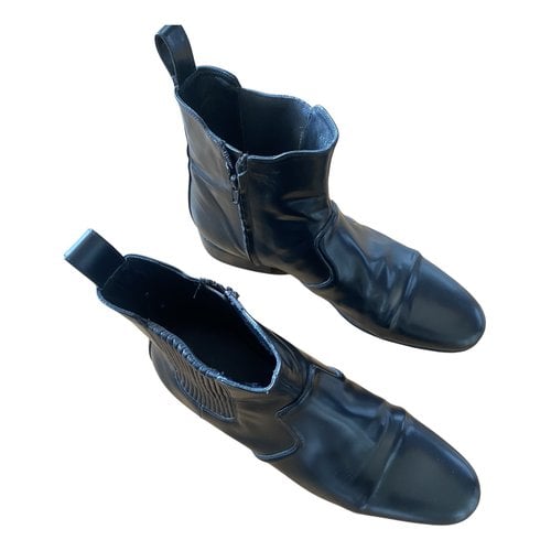 Pre-owned Balenciaga Strike Leather Boots In Black