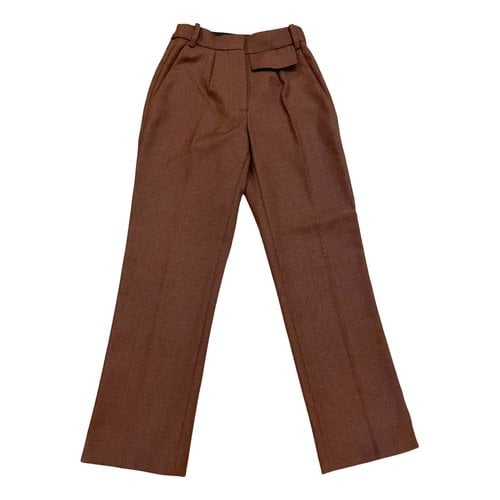 Pre-owned Victoria Beckham Wool Straight Pants In Brown