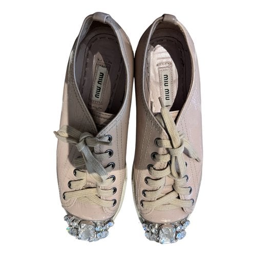 Pre-owned Miu Miu Leather Trainers In Pink