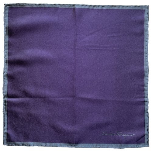 Pre-owned Ferragamo Silk Scarf & Pocket Square In Purple