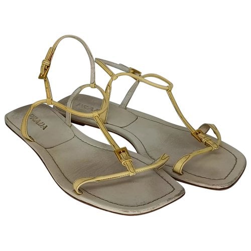 Pre-owned Prada Leather Sandals In Yellow