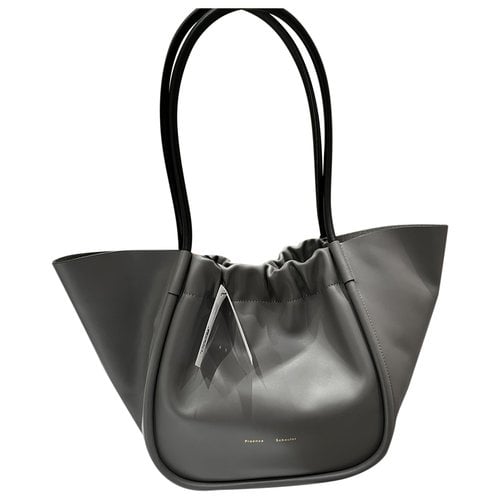 Pre-owned Proenza Schouler Ruched Leather Tote In Grey
