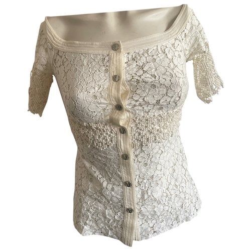 Pre-owned Versace Lace Blouse In Ecru