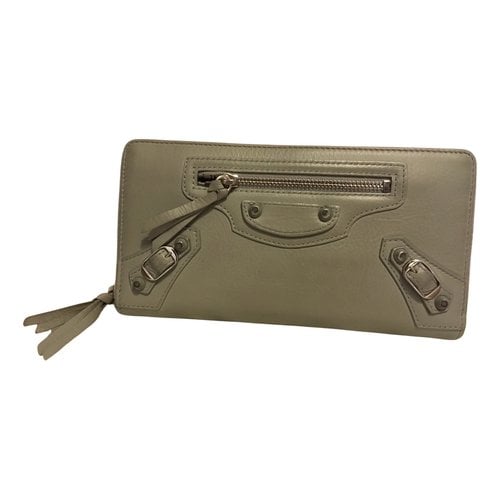 Pre-owned Balenciaga Leather Wallet In Grey