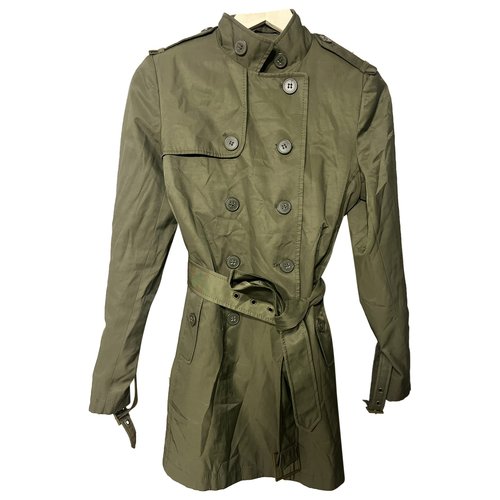 Pre-owned Dkny Trench Coat In Green