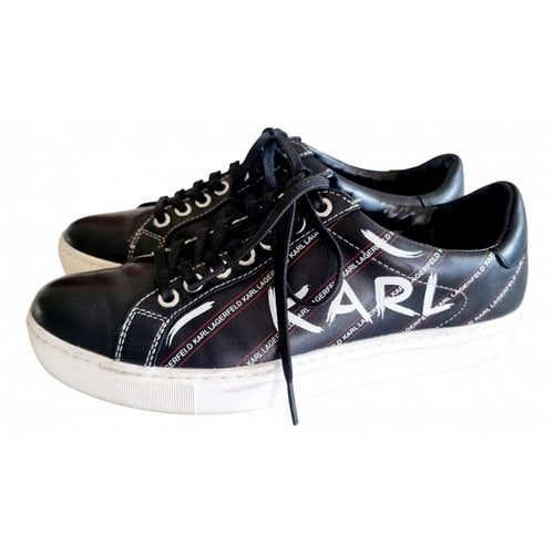 Pre-owned Karl Lagerfeld Leather Trainers In Black
