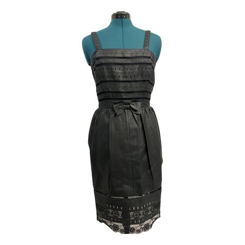 Pre-owned Class Cavalli Leather Mid-length Dress In Black