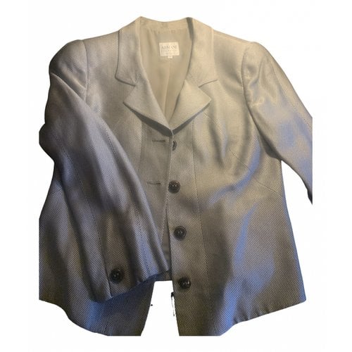 Pre-owned Armani Collezioni Silk Blazer In Grey