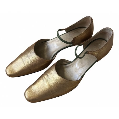 Pre-owned Dries Van Noten Leather Heels In Gold