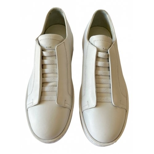Pre-owned Santoni Leather Trainers In White