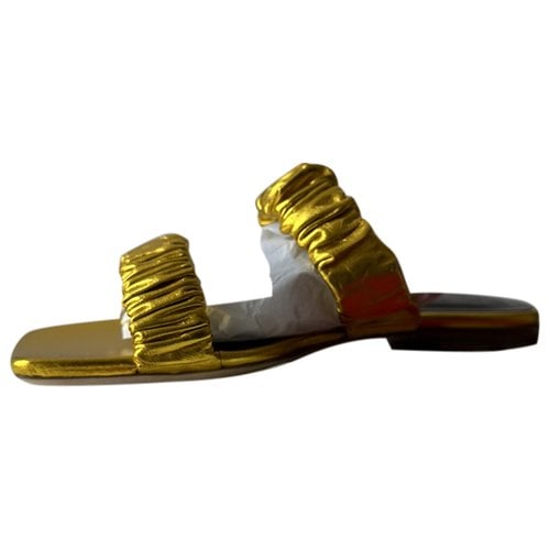 Pre-owned Staud Leather Sandal In Gold