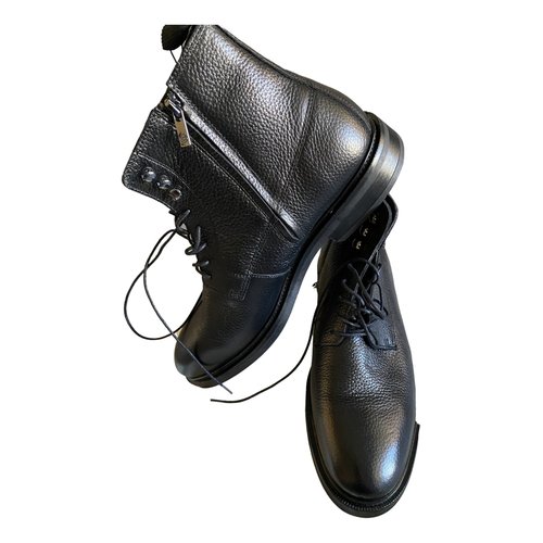 Pre-owned Massimo Dutti Leather Boots In Black