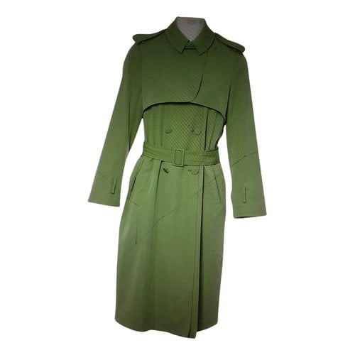 Pre-owned Bottega Veneta Wool Trench Coat In Green