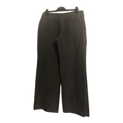 Pre-owned Emporio Armani Linen Large Pants In Black