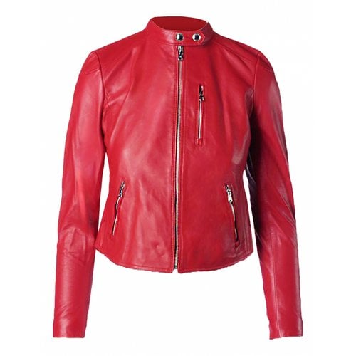 Pre-owned Ralph Lauren Leather Biker Jacket In Red