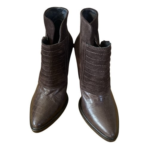 Pre-owned Allsaints Leather Ankle Boots In Brown