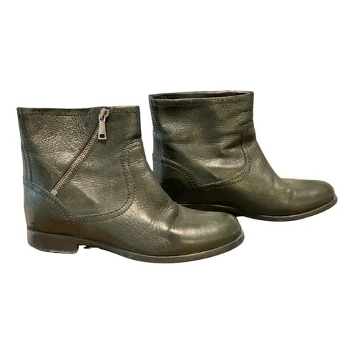 Pre-owned Prada Leather Ankle Boots In Green