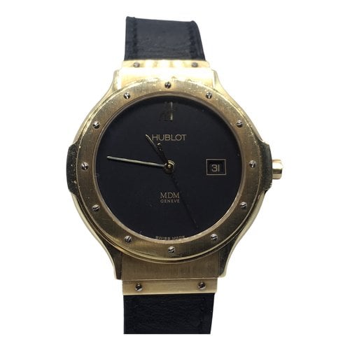 Pre-owned Hublot Mdm Yellow Gold Watch In Black