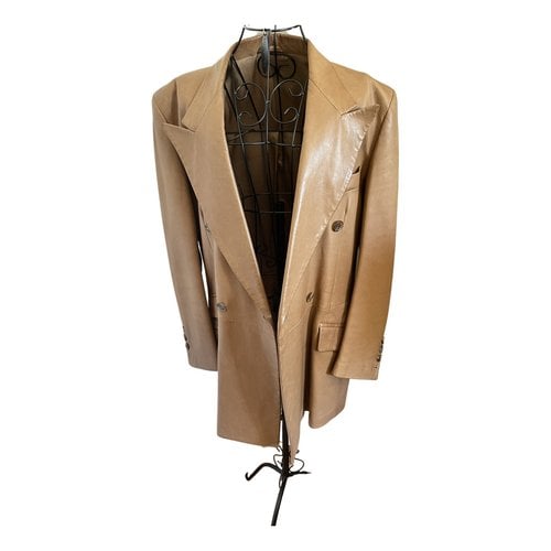 Pre-owned Gucci Leather Vest In Camel