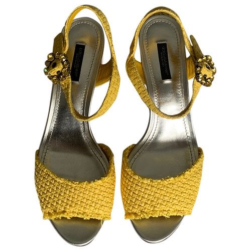 Pre-owned Dolce & Gabbana Cloth Sandal In Yellow
