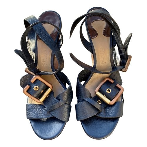 Pre-owned Chloé Leather Sandals In Blue