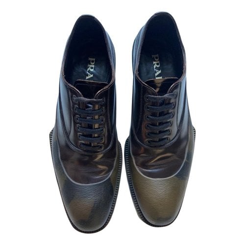 Pre-owned Prada Leather Lace Ups In Brown