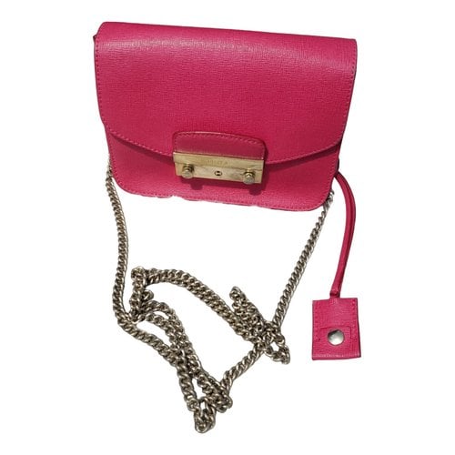 Pre-owned Furla Metropolis Leather Crossbody Bag In Pink