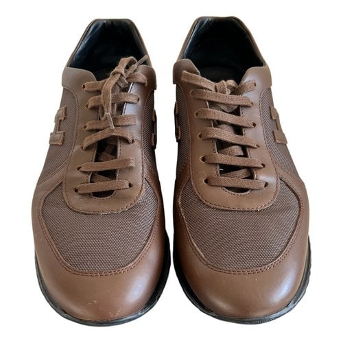 Pre-owned Hogan Leather Low Trainers In Brown