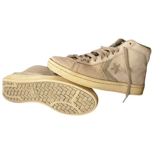 Pre-owned Converse High Trainers In Beige