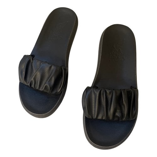 Pre-owned Ancient Greek Sandals Vegan Leather Sandals In Black