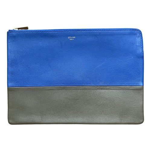 Pre-owned Celine Cabas Leather Clutch Bag In Blue