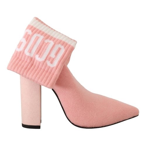 Pre-owned Gcds Leather Ankle Boots In Pink