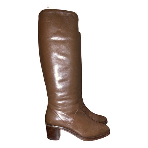Pre-owned Rizzoli Leather Snow Boots In Camel