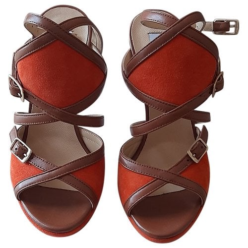 Pre-owned Giampaolo Viozzi Leather Sandals In Orange