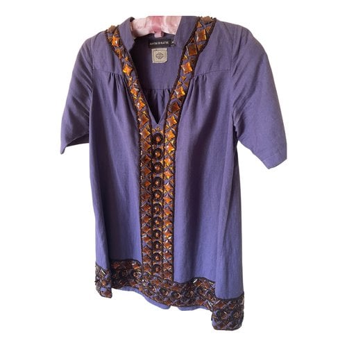 Pre-owned Antik Batik Linen Tunic In Purple